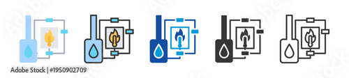 heating installation icon set multi style various collection