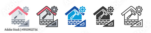 home construction icon set multi style various collection