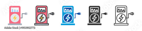 electric vehicle charger icon set multi style various collection