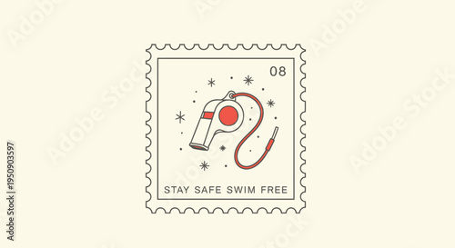 Vector illustration of a swimming buoy on a postage stamp