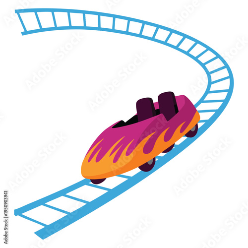 Recreation roller coaster isolated icon illustration perfect for amusement park entertainment carnival attraction and fun fair themed graphic design