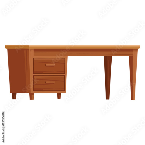 Flat color classic desk with wooden drawers furniture interior vector illustration template design ideal for office home or decor themes