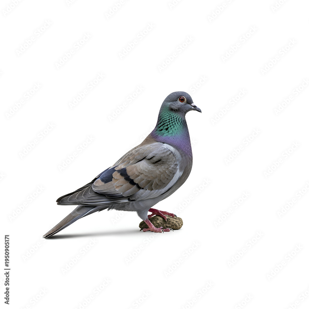 Obraz premium A single pigeon bird standing on a white background 1.