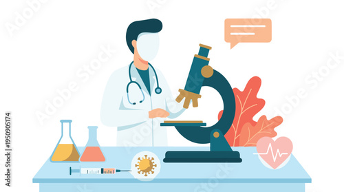 Medical research concept: Doctor examining virus and health with lab tools