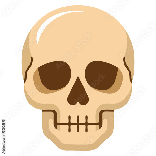 Halloween cartoon skull staring with empty eyes and stitched mouth spooky playful illustration for themed projects and festive graphics