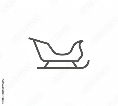 Minimalist outline illustration of a classic winter sleigh, perfect for conveying seasonal joy, traditional holiday transportation, or simple recreational activities on snow and ice