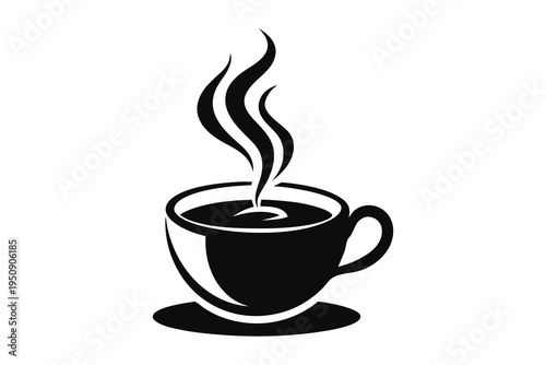 Hot coffee or tea mug icon for cafe and restaurant logo.