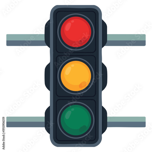 Isolated traffic light icon design representing transportation control system, road safety signal element, street regulation symbol and urban navigation graphic