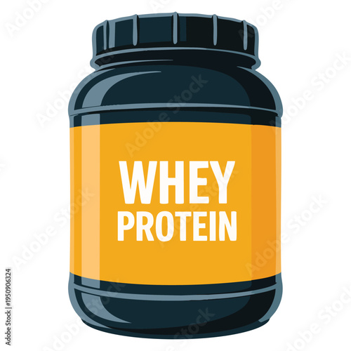 Isolated whey protein vector illustration ideal for gym supplement nutrition product branding bodybuilding theme and healthy lifestyle creative artwork