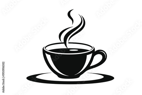 Hot coffee or tea mug icon for cafe and restaurant logo.