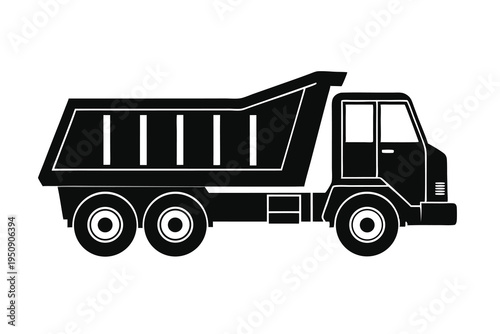 Heavy dump truck silhouette vector illustration.