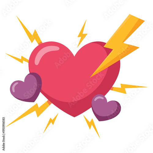 Lightning hearts girl power vector illustration for empowerment feminism and strong female concept design