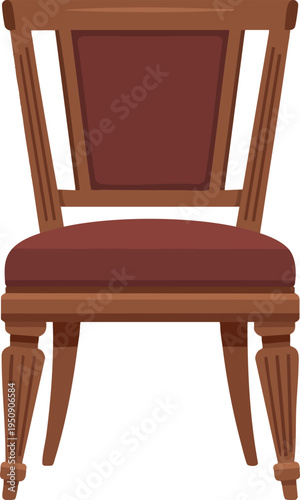 Library and bookstore symbol wooden chair icon in cartoon style isolated on white background suitable for reading space and interior themed artwork