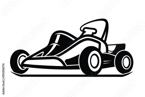 Motorsport go-kart mascot logo for speed and racing.