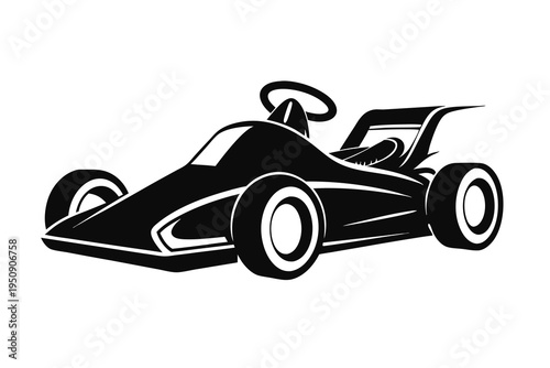 Motorsport go-kart mascot logo for speed and racing.