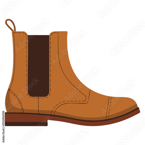 Mans cowboy shoe flat illustration vector design element suitable for western fashion footwear country style apparel and rustic themes