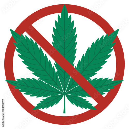 Marijuana leave sign no drugs prohibition forbidden weed no smoking plants joints pictogram hemp cannabis capsule awareness illustration