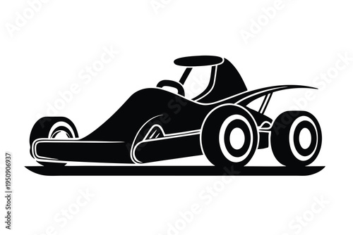 Go-kart racing car silhouette vector illustration.