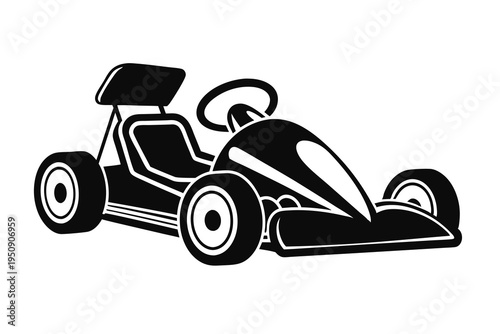 Go-kart racing car silhouette vector illustration.