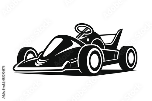 Go-kart racing car silhouette vector illustration.