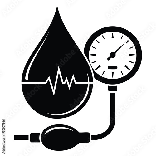 Mixed style blood pressure icon vector illustration ideal for health check concept, hospital design, and medical infographic visuals