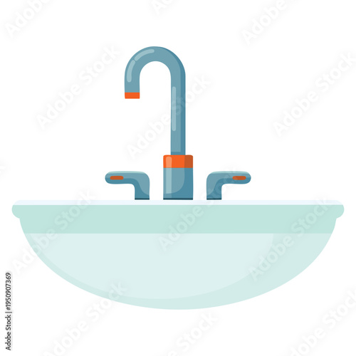 Modern bathroom pedestal sink isolated home and hygiene concept vector illustration for interior plumbing sanitary equipment design