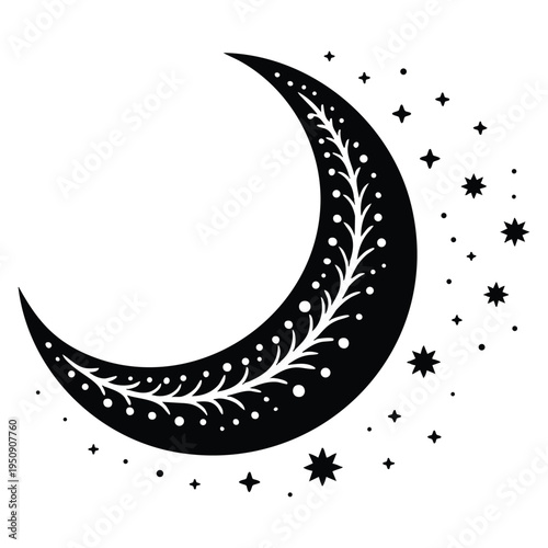 Night moon and stars isolated illustration suitable for sky celestial astronomy dream bedtime and cosmic creative artwork