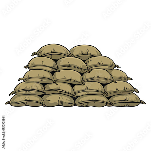 Paintball barricade of bags of sand cartoon icon vector symbol stock illustration perfect for tactical sport and action themed artwork