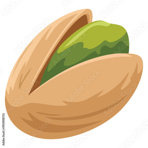 Pistachio nut healthy food vector illustration detailed natural snack design element perfect for nutrition themes organic product packaging and diet related visuals