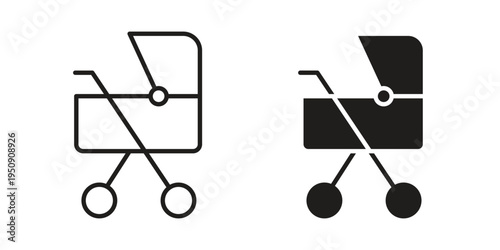 Baby carriage icon symbol, logo illustration. Vector graphics web design.