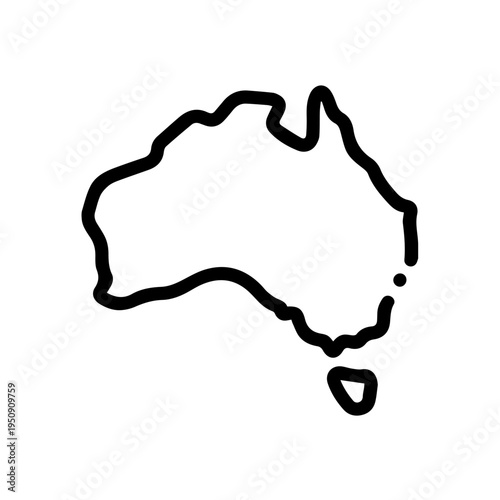  Outline the Australia map on a white background.