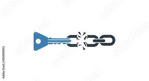 Vector illustration of broken chain and key