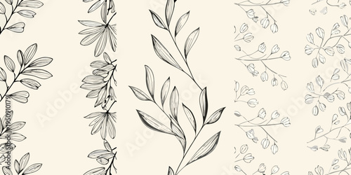 Delicate floral branches create a seamless repeating botanical pattern