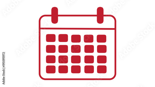 Red calendar icon for business scheduling appointment management financial deadlines and corporate planning strategy