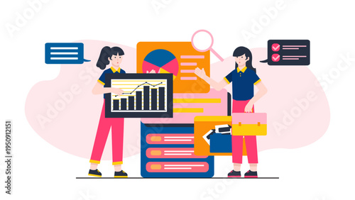 Female business auditors reviewing company documents for legal compliance and financial accuracy