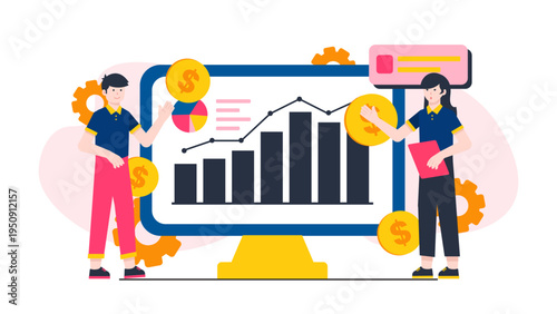 Professional traders analyzing stock market growth and global investment opportunities on a large screen