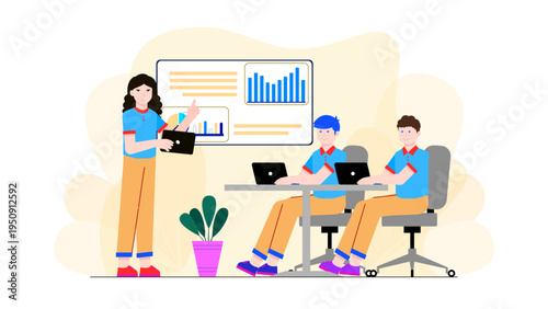 A female mentor conducting a professional corporate training session