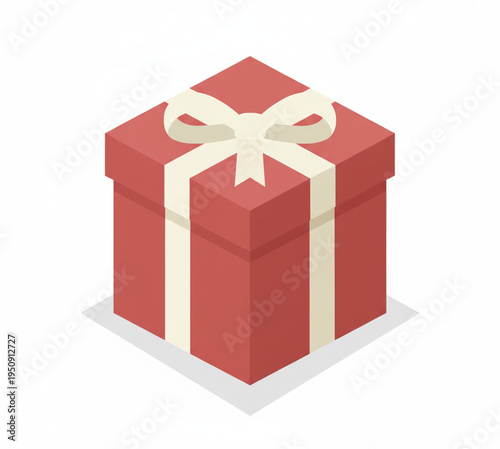 Festive red gift box with a cream ribbon bow, perfect for celebrations and special occasions