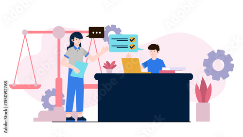 Business professionals consulting with a lawyer about legal documents and compliance requirements