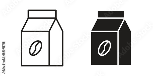 Coffee paper bag icon symbol, logo illustration. Vector graphics web design.