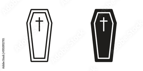 Coffin icon symbol, logo illustration. Vector graphics web design.