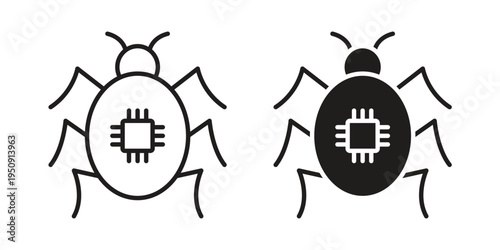 Computer bug icon symbol, logo illustration. Vector graphics web design.