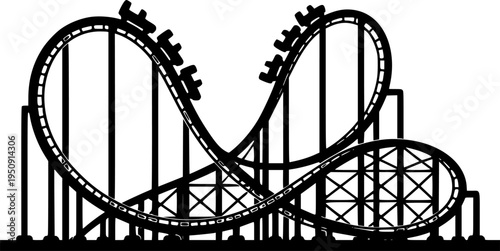 Rollercoaster silhouette vector. Rollercoaster Black flat icon illustration
