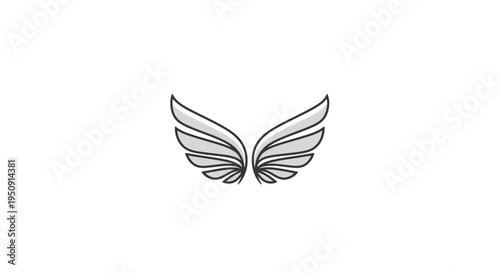 Vector wing icon, black and white angel wing illustration
