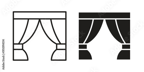 Curtains icon symbol, logo illustration. Vector graphics web design.