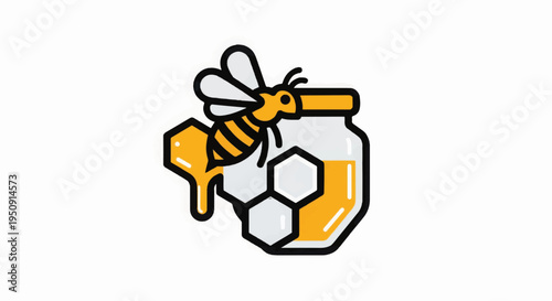 Bee Honeycomb Honey Dripping Logo Design.