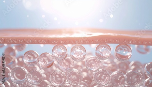 健康で潤いのある美しい肌の断面イラスト  セラミドが満たされた角質層のイメージ  スキンケア・美容