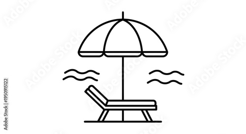 Vector illustration of beach chair and umbrella