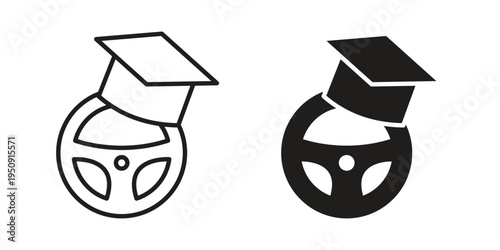 Driving school icon symbol, logo illustration. Vector graphics web design.