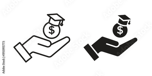 Education cost icon symbol, logo illustration. Vector graphics web design.